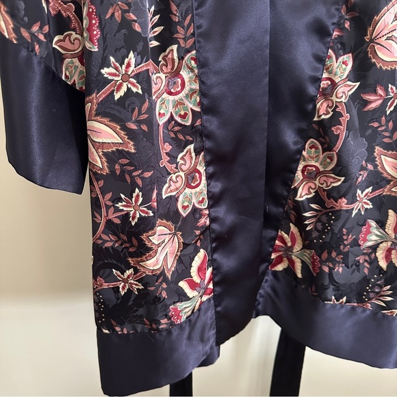 Victoria's Secret Deep Purple Floral Brocade Kimono Robe Belt Vintage Gold Label - Picture 13 of 14